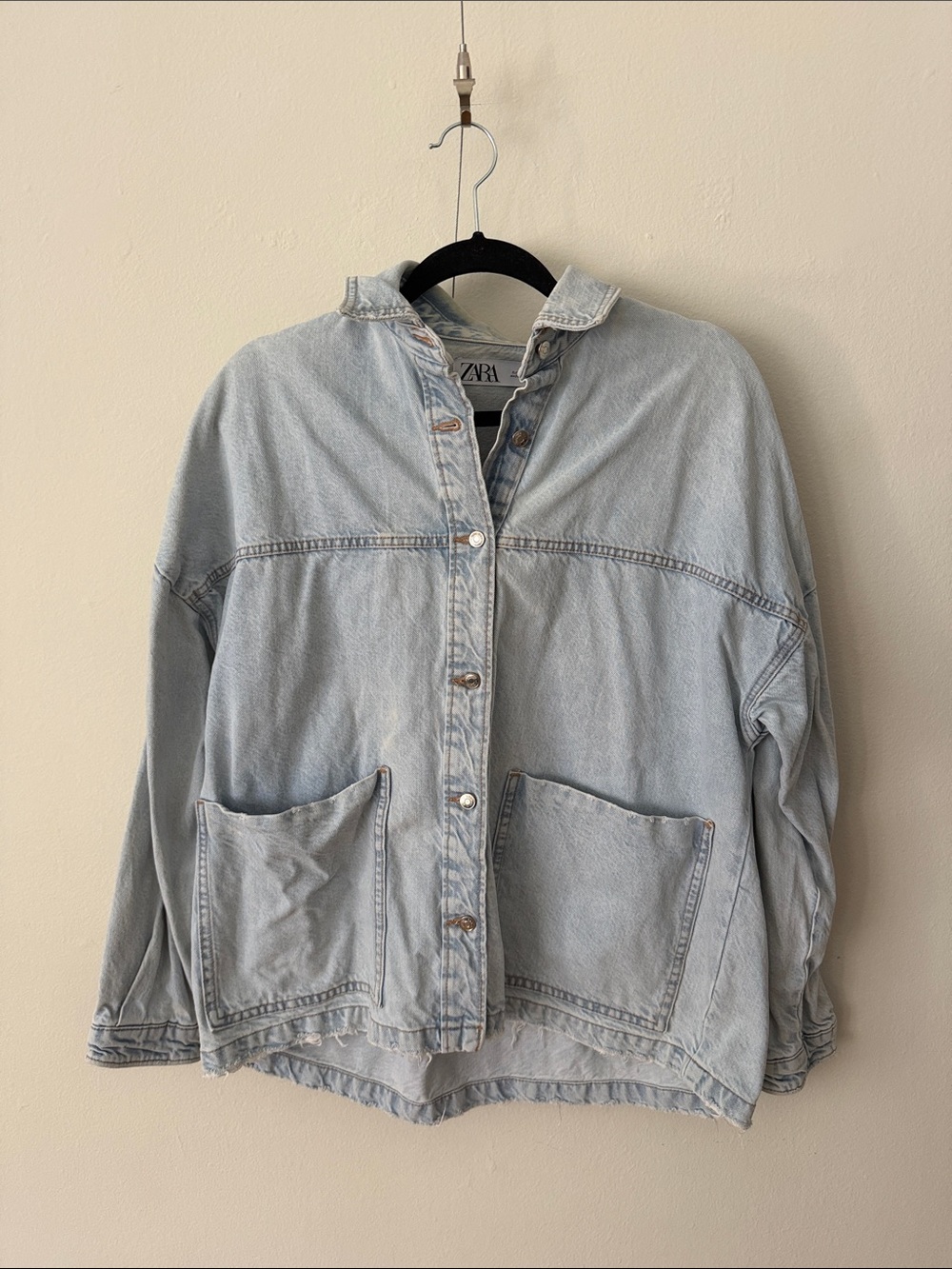 ZARA Light Blue Denim Jacket with Front Pockets
